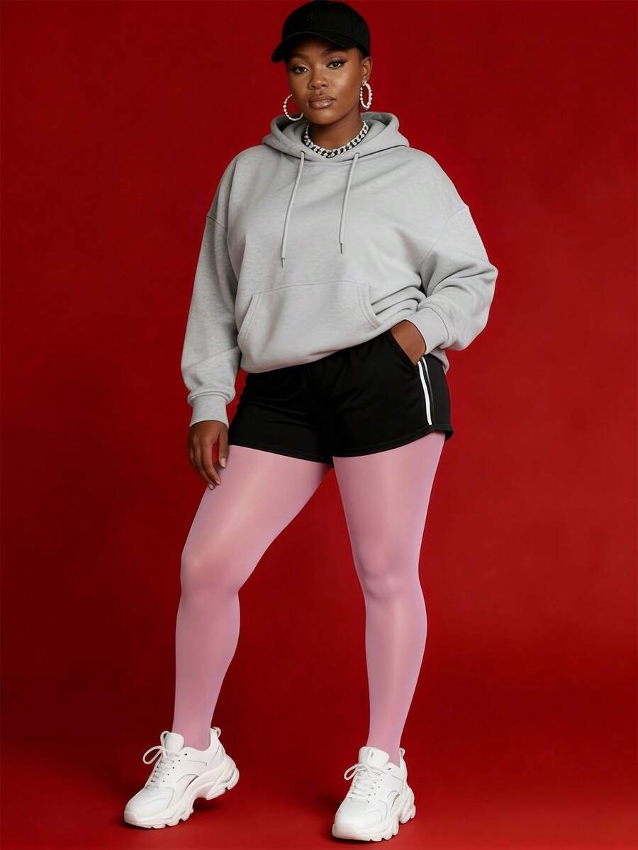 缎面光泽玫瑰粉色打底裤 - 柔和光泽，高腰设计，优雅闪亮，适合特殊场合和时尚日常穿搭 - 粉色 - 查看 1