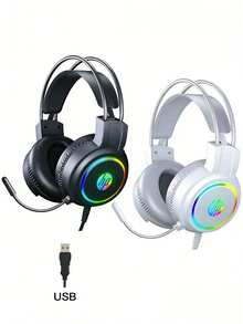 HP H100 Gaming Headset: Multi-Color Dynamic RGB Lighting Effects, Immersive Audio Experience, Clear Noise-Canceling Microphone, Adaptive Headband, Dual-Mode Switching, Compatible With PC And Mobile Phones. - View 1