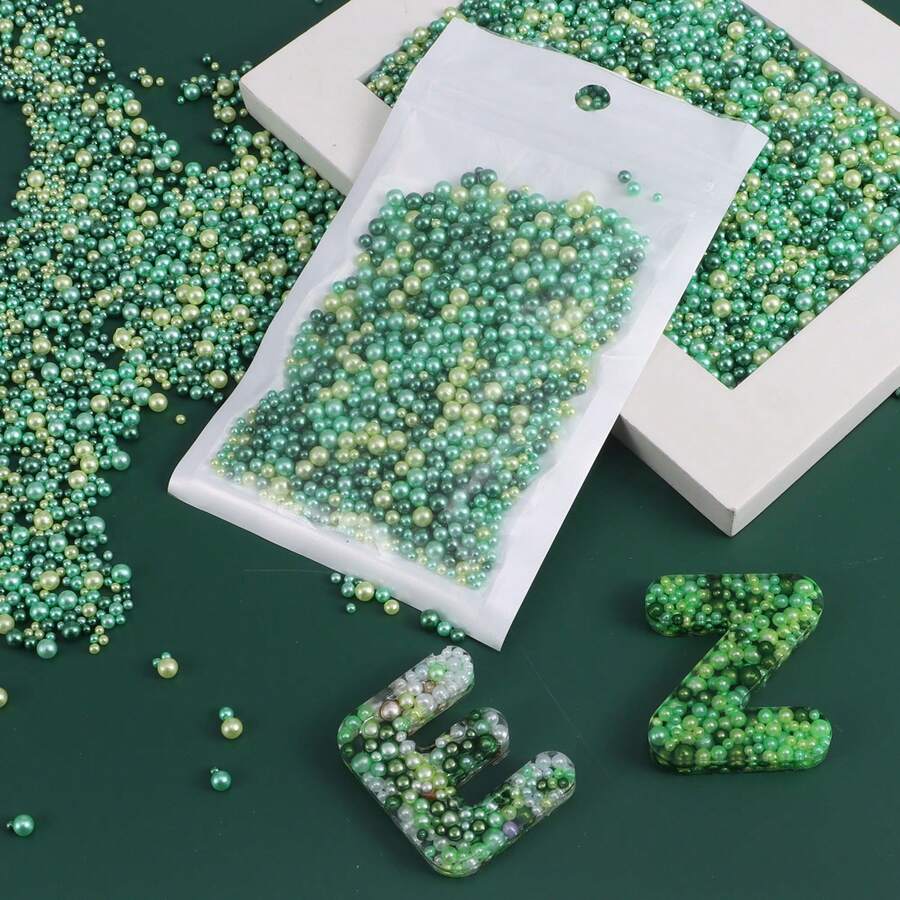 10g/Packung Grüne Märchen Epoxidharz Füllung, geeignet für Epoxidharz Silikonform Füllung, Buchstaben, Schlüsselanhänger, Anhänger, Handarbeit DIY, Schmuckherstellung, Feiertags Dekoration und Rassel Spielzeug Basteln - Grüne Serie - Übersicht 1