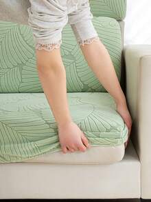 1 Stück einfarbiger elastischer Jacquard Sitzkissenbezug, L-förmiger Sofabezug, sepater Sofarückenbezug, schmutzabweisend & rutschfest, leicht zu entfernen und zu waschen, geeignet für Wohnzimmer Dekoration, Möbelschutz, in verschiedenen Größen erhältlich - Pastellgrün - Übersicht 9