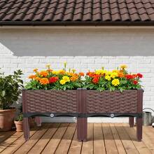 1-4 Piece Set: Elevated-Legged Imitation Rattan Planting Box For Balcony And Garden Vegetable Cultivation; Plastified Flower Box And Garden Planting Bed That Can Be Assembled. - 2pcs - View 3