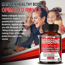 Premium Berberine Formula Capsules Containing Ceylon Cinnamon, Turmeric, Milk Thistle, Bitter Melon, And Black Pepper Extracts-Supporting Cardiovascular, Immune, And Gut Health-120 Capsules. - 1瓶 - 查看 6