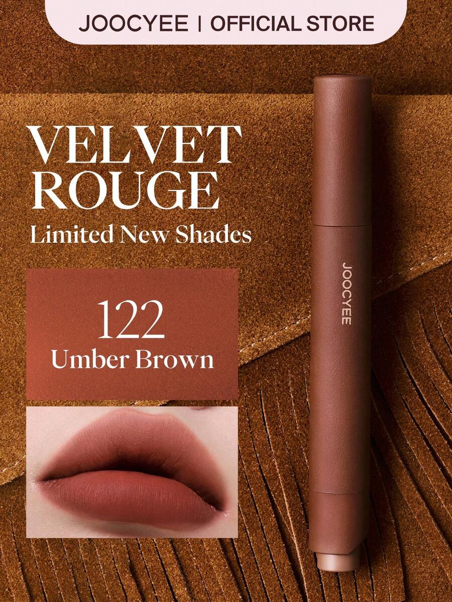 JOOCYEE Velvet Rouge Limited New Shades Lipstick Pencil, Matte Finish, Easy Application, Fashionable Autumn/Winter Brown Tones - 122 Umber Brown - 查看 1