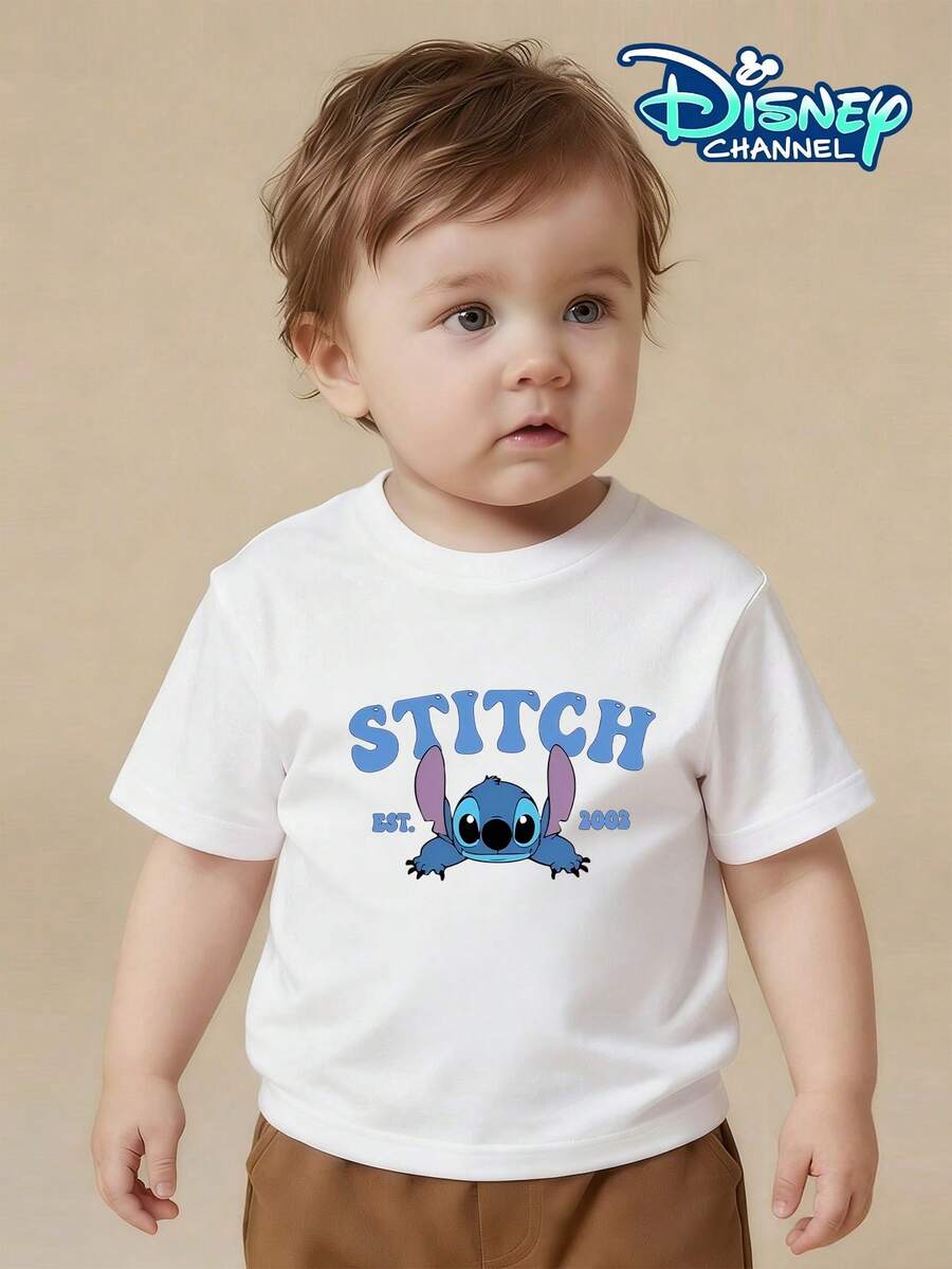 Disney Camiseta de manga corta estampada con estilo universitario de la Princesa de Arendelle, para niños de 6 meses a 3 años. Cómoda, duradera y transpirable para bebés. Se combina con pantalones cortos cargo. Perfecta para salidas familiares de fin de semana y juegos al aire libre. - Blanco - Ver 1