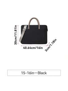 1pc Shoulder Portable Laptop Bag Conference Waterproof Portable Briefcase Back To School - Black 14 to 15 Inches - View 12