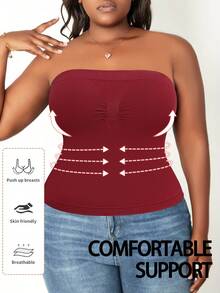 Plus Size Women's Slim Fit Body Shaping Bra, Comfortable And Breathable Bandeau Bra - 紅色 - 查看 2