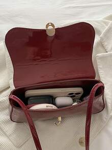 Bolso de hombro cruzado de mujer de piel sintética retro, versátil y adecuado para citas, salidas y reuniones - Rojo - Ver 6