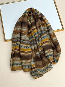 1pc Women's Simple Printed Scarf, Fashionable New Sunscreen Beach Shawl, Wrap - Multicolor - View 3