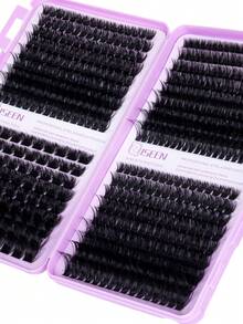 Bộ 558 sợi mi giả cỡ lớn, siêu dày 150D, mi giả lông chồn D-Curl bồng bềnh, độ dày 80D-100D-120D-200D, bao gồm keo dán mi, nước tẩy trang, dụng cụ uốn mi, nhíp để tự nối mi tại nhà. - Màu tím - Xem 6