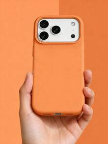 1pc 2.0mm Thick Liquid Silicone Full Coverage Orange Phone Case, Compatible With IPhone 17, 17 Pro Max, 17 Pro, 16, 15, 14, 13, 12, 11 Pro Max, Full Protection Cover - Orange - View 2