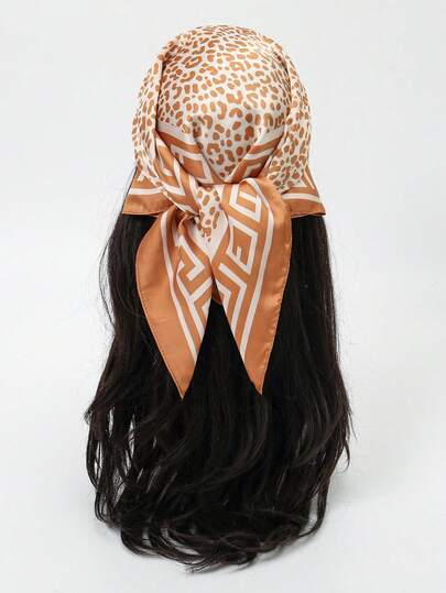 1 chiếc khăn vuông in họa tiết da báo 70cm, khăn lụa in nhiều màu, khăn choàng, khăn trùm đầu, khăn quàng cổ dành cho nữ.