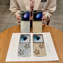 1 pieza Funda de teléfono con diseño DIY y brillo doble cara, compatible con Samsung Flip5, Flip6 y - Cinta plateada brillante - Ver 2