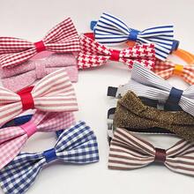 Set de 5 collares clásicos para mascotas de estilo aleatorio, diseño de lazo a cuadros, estilo británico, collar ajustable hecho a mano, adecuado para gatos y perros pequeños/medianos - Multicolor - Ver 8