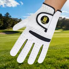 1pc Men's Golf Glove - Ultra-Fine Fiber, Breathable And Durable, Left Hand, White With Yellow Logo - Hand Washable, Golf Accessory, Essential Accessory For Golfers, Hook And Loop Closure Design - Multicolor - View 9