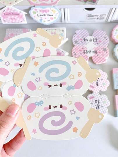 40张/套 8种款式 可爱卡通造型卡片 爱心豆小卡片包装材料 星星追逐珠宝烘焙礼品卡片制作送礼女性必备包装卡