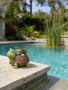 1pc Turtle Shaped Outdoor Garden Decor - Handmade Resin Planter, Mini Succulent Planter, Turtle Decor & Gift For Her, Small Succulent Planter, Suitable For Outdoor Water Garden, Perfect Gift For Outdoor Enthusiasts - Multiple Styles - View 4