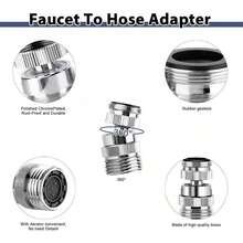 Adaptador de grifo con aireador, adaptador de grifo de fregadero a manguera de jardín, giratorio, adecuado para baños y cocinas, rosca GHT de 3/4 de pulgada - Giratorio - Ver 3