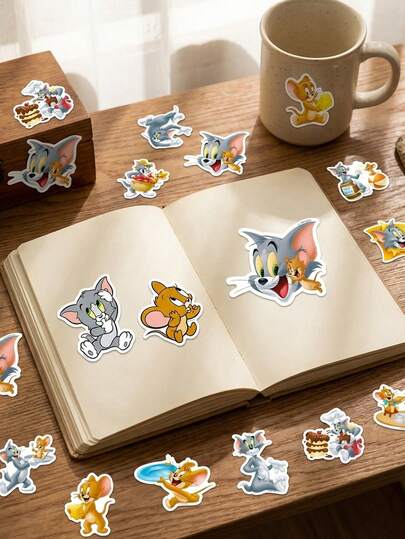 Bộ 50 nhãn dán vinyl trang trí sổ lưu niệm chính thức được cấp phép, nhãn dán nhân vật anime chống thấm nước, không để lại cặn, dễ bóc, nhãn dán văn phòng phẩm Warner Bros hài hước, đồ dùng sổ lưu niệm Kindle, nhãn dán laptop