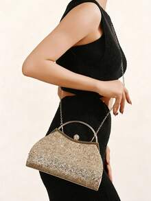 OpulAura Sparkling Crystal Embellished Evening Clutch Bag For Women, Luxury Glitter Rhinestone Formal Purse Suitable For Gala, Party, Wedding, Birthday Party, Anniversary Gift - 金色 - 查看 8