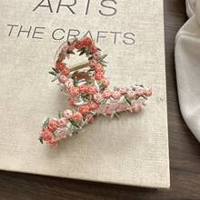 【新作】春夏 ハートヘアピン サイド用 ピンク 刺繍フラワー 前髪留め キュート フェミニン - 3# フローラルレースハート 6cm - BBクリップ - チェックする 6