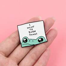 I WANT TO BURN THINGS Funny Frog Quotes Enamel Pins Cartoon Animals Raccoon Brooch Lapel Pin Badge On Backpack Clothing Accessories Fashion Jewelry Gifts - Black - View 5