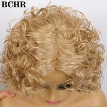 8 Inch Synthetic African Curly Short Bob Wig For Women With Bangs, Elastic Fluffy Curly, High Temperature Fiber Material, Rose Net Cap, 150% Density, Suitable For Daily And Party Use - Multicolor - View 9