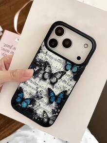 1 chiếc ốp lưng điện thoại TPU màu đen chống sốc, viền lỏng, họa tiết nốt nhạc và bướm, cá nhân hóa, phù hợp với 16 Pro Max/16/16 Pro/16 Plus/15/15 Pro Max/15 Pro/11/12/13/14 Pro Max/11 Pro/11 Pro Max/12 Pro/12 Pro Max/13 Pro/13 Pro Max/14 Pro/14 Pro Max, ốp mềm, thanh lịch - Nhiều màu - Xem 2