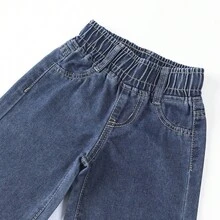 Unisex Baby Butterfly Print Denim Jeans – All-Season Wear, Mom's Top Pick, Delicate Infant Outfit - Màu xanh lam - Xem 3