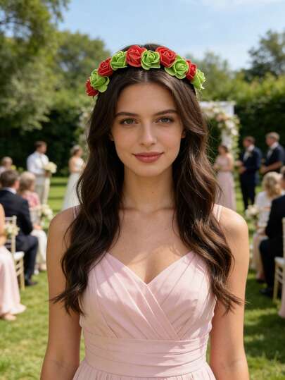 1pc Handmade Foam Rose Flower Headband, Layered Rose Petal Design, Women's Hair Accessory Suitable For Spring Outings, Garden Picnics, Sweet Daily & Holiday Party Looks