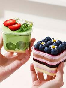 Bộ 5/10/20 cốc vuông trong suốt đựng mousse, kẹo, tráng miệng, trái cây, pudding, thạch, kem. Thích hợp cho sinh nhật, đám cưới, tiệc tùng, đồ dùng tiệc, sự kiện phục vụ ăn uống. Hộp vuông, đồ dùng bàn ăn hiện đại, cốc nhẹ, hộp đựng bánh. - Nhiều màu - Xem 9