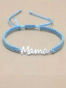 1条时尚百搭“妈妈”不锈钢编织红绳手链，适合母亲节、圣诞节、感恩节、派对、日常佩戴、生日礼物、珠宝礼品等场合。 - 彩色 - 查看 6