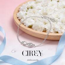CIREY 1 chiếc vòng tay tình yêu vô cực đính đá tháng 12, vòng tay hình trái tim mạ zirconia, kiểu dáng sang trọng, thích hợp làm quà tặng ngày lễ. - Vàng trắng, đá sinh tháng - Xem 7