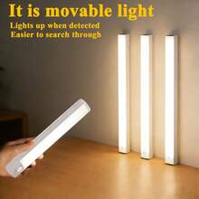 3pcs Multi-Size LED Motion Sensor Lights, USB Rechargeable Cabinet Lights, LED Motion Sensor Light Bars, For Bedroom, Kitchen, Hallway, Stairs, Closet, Garage, Indoor Motion Sensor Lighting - Home Night Lighting, Ceiling Motion Sensor Lights, Motion Sensor Lights, Minimalist Design, Stylish Appearance, Lightweight Structure, Suitable For Apartment Living - Warm Light - View 1