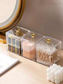 New Dust-Proof Makeup Pad, Lipstick, Cotton Swab Storage Box (With Lid) - Clear - View 4