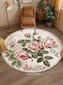 1pc Rose Pattern Round Carpet, Bedroom & Dining Room Rug - Fashionable Home Decor, Mother's Day Gift, Wedding Gift, Easter Gift, Suitable For Bedroom, Living Room, Dorm, Suitable For Living Room, Bedroom, Kitchen, Entryway, Outdoor Patio, Indoor Outdoor Commercial Entrance Mat, Home Decor, Decorative Rug, Bedroom Decor, Small Rug, Carpet, Home Decor, Living Room Rug, Living Room Small Rug, Bedroom Rug - Multicolor - View 18