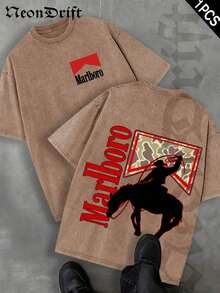 2026 Summer New Unisex T-Shirt,  ,,, Valentine's Day,Independence Day And Easter- Logo Print Crewneck T Shirt With Vintage Cowboy Silhouette Design For MenCasual Wear Unisex Style Camiseta Para Hombre Graphic Tees Jesus Shirts - 摩卡棕 - 查看 6