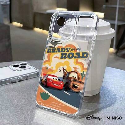 Miniso 1pc Disney Pixar Cars Ready For The Road Lightning McQueen & Mater Desert Design Phone Case Suitable For IPhone 17/17 Pro/17 Pro Max/17 Air/16/15/14/13/12/11/X Series Iphone 17 Pro Max Case Iphone 17 Pro Case Iphone 17 Case Stocking Stuffers The Girlfriend
