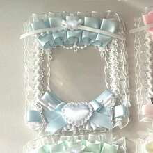 1 chiếc hộp đựng thẻ ảnh ren trắng mới, 5 màu (Hồng, Xanh lá, Vàng, Xanh dương, Trắng) Sản phẩm thủ công tự làm, hộp đựng thẻ ghi nhớ hoạt hình anime viền ren, bảo vệ thẻ album ảnh ngang, hộp đựng thẻ dọc phong cách Lolita trang trí - trắng - Xem 15