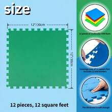 12pcs/Set EVA Interlocking Foam Exercise Mats, Extra Thick Non-Slip Soundproof Protective Pad For Home Gym, Game Room, Balcony, Plant Area, Pet, Picnic, Craft Room, High Density Floor Protector, Ideal Gift For Halloween, Christmas, Fitness Enthusiasts, Puzzle Carpet - A - View 13