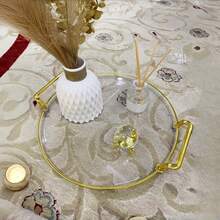 Khay đựng đồ dùng phòng tắm cao cấp, viền vàng, làm tăng thêm vẻ sang trọng cho nghi thức tắm. - Trong suốt với viền vàng - Xem 5