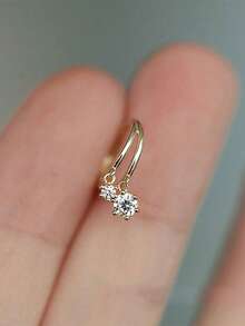 1 Pair Elegant Cubic Zirconia Drop Earrings For Women For Valentine's Day Gift Wedding Engagement Anniversary Party Jewelry - Yellow Gold - View 5
