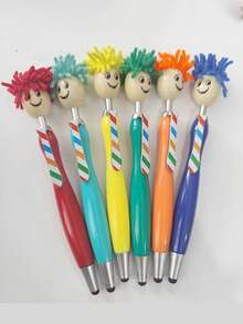 3/6/9/12 pezzi Penne a forma di cartone animato. Design kawaii, vedere la forma di questa penna renderà le persone felici, allevierà il loro umore e ridurrà lo stress. Adatto per la stagione di ritorno a scuola, la stagione di laurea, l'uso in ufficio e come regalo per amici, colleghi, insegnanti, famiglia ed anziani. - Penna con faccina sorridente a fumetti - Visualizzare 7