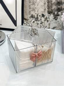 1 Stück staubdichte Make-up Pad Lippenstift Reinigungsstäbchen Aufbewahrungsbox mit Deckel, Make-up Organizer, staubdichte Aufbewahrungsbox - Transparent - Übersicht 3