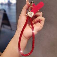1 pieza Llavero de cristal de lujo, Cordón para teléfono con rhinestones, Correa de muñeca brillante, Elegante llavero con dije, Accesorio para bolso, Dije para teléfono - Multicolor - Ver 11