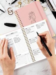 Simple Weekly Planner With Time Slots, 1pc Personal Organizer For Office Appointment, Family Planning And School Acdemics, Daily & Weekly Schedule Planner With Habit Tracker, Effective Tools, Control Your Day And Life School Supplies, Office Supplies Adult Gifts Teacher Gifts Mothers Day Gift - Pink - View 3