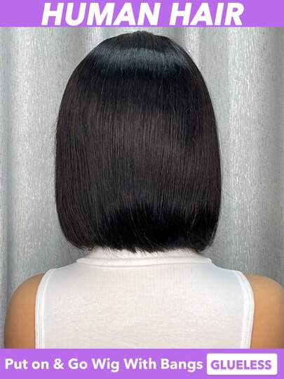 Tóc giả ngắn màu đen kiểu bob có mái, 150% tóc thật thẳng, kiểu ombre highlight màu 1B/30. Được thiết kế để sử dụng hàng ngày mà không cần keo hoặc ren, và cấu trúc hoàn toàn được làm bằng máy đảm bảo phù hợp với mọi tông da. Dễ dàng sử dụng hàng ngày, tóc giả kiểu bob cho Halloween, tiệc tùng, có các kích cỡ 8 10 12 14 16 inch (Đen tự nhiên & #1B/30).