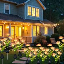3pcs Realistic LED Solar Power Spider Lily Lights, IP44 Waterproof Outdoor Glowing Flower Stake Lights, Lifelike Texture Solar Powered Pathway Decor Lights For Garden - Red Spider Lily - View 2