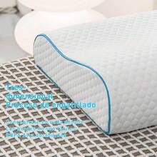 lmohada Para Columna Cervical 55X35CM, Memoria De Almohadas De Cama 1 Pack Estándar,Almohada ergonómica con forma de mariposa para relajación de cuello y hombros, almohada de espuma viscoelástica para relajación del cuello, Almohada Ergonómica Cómoda De Espuma Con Memoria Para El Hogar,suministros de ropa de cama.Diseño de Cierre y Lavable. - Blanco - Ver 8