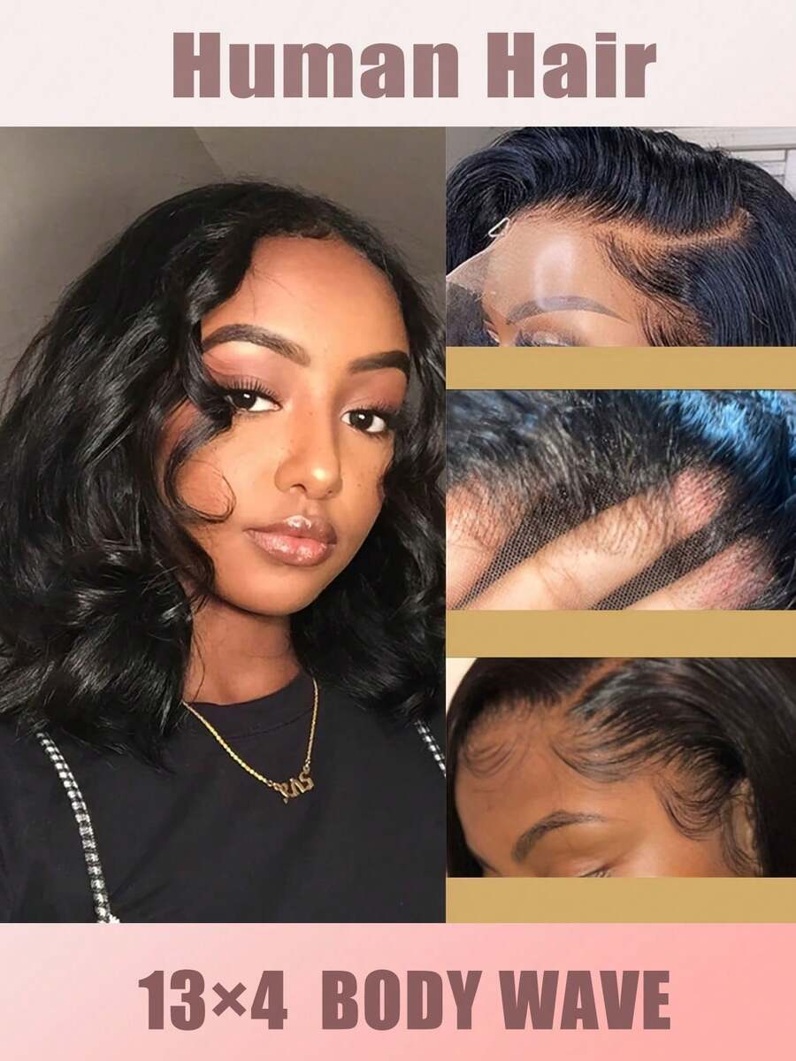 Bob Wig Short Hair 13x4 Transparent Lace Wig Body Wave With 180% Density,Lace Front Wigs Human Hair Pre Plucked With Baby Hair,Bob Wigs For Women,Human Hair Lace Front Wig Suitable For Women - 13x4 Pre-Plucked Bob Frontal With Body Wave,180% Density Hair Wigs,No Glue Application Required For,Pre-Plucked Natural Hairline For Women,Create Lively Atmosphere For Women,Match With All Skin,Glue-Free Human Hair Bob Wig