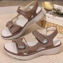 Beach Walking Travel Platform Sandals Womens Comfortable Sandals Slide Sport Sandals Comfy Open Toe Casual Flats Shoes Summer Outdoor - 棕色 - 查看 4